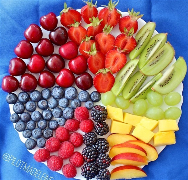 最简单漂亮的水果拼盘图片 三种缤纷彩虹水果拼盘