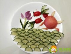 荷花水果拼盘简单做法，金鱼和乌龟荷花水果拼盘组合