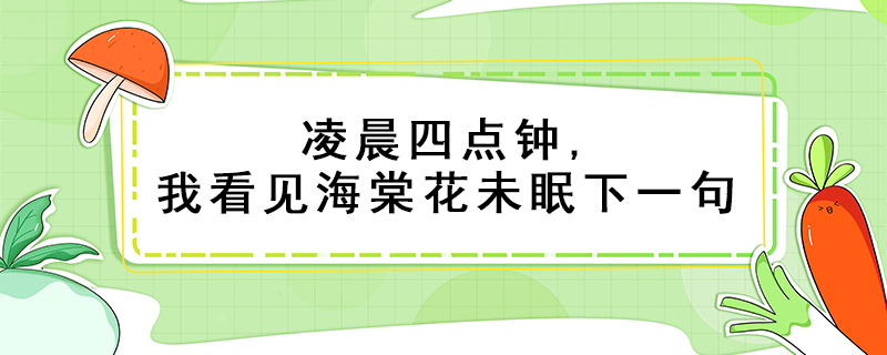 凌晨四点钟 我看见海棠花未眠下一句 鲜淘网